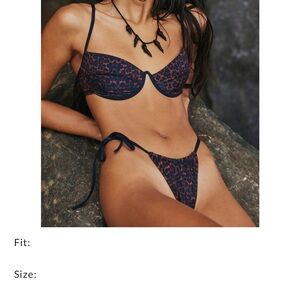 Bought at Free People - Navy and Rust Leopard Print Underwire Bikini